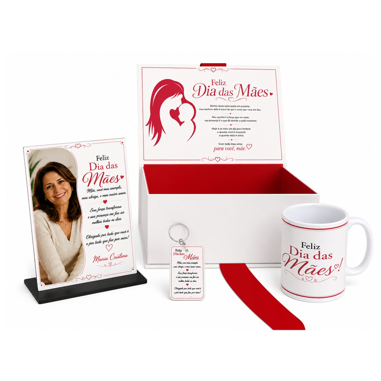 Kit dia das mães, caixa, porta retrato, chaveiro e caneca