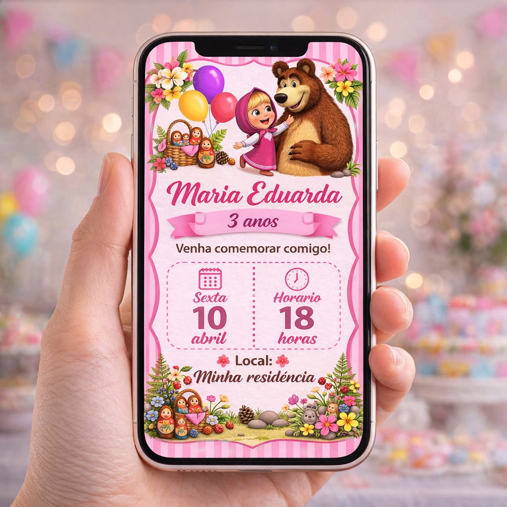 Convite digital marsha e urso